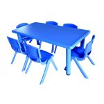 Mesas con 6 Sillas Azules