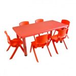 Mesas con 6 Sillas Rojas