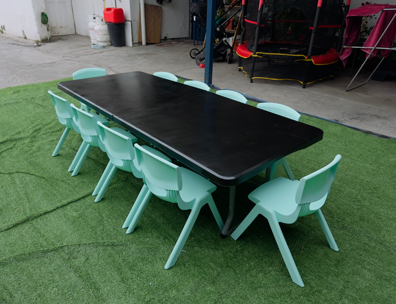 Mesa Rectangular Negra con 10 Sillas Menta - Imagen 2