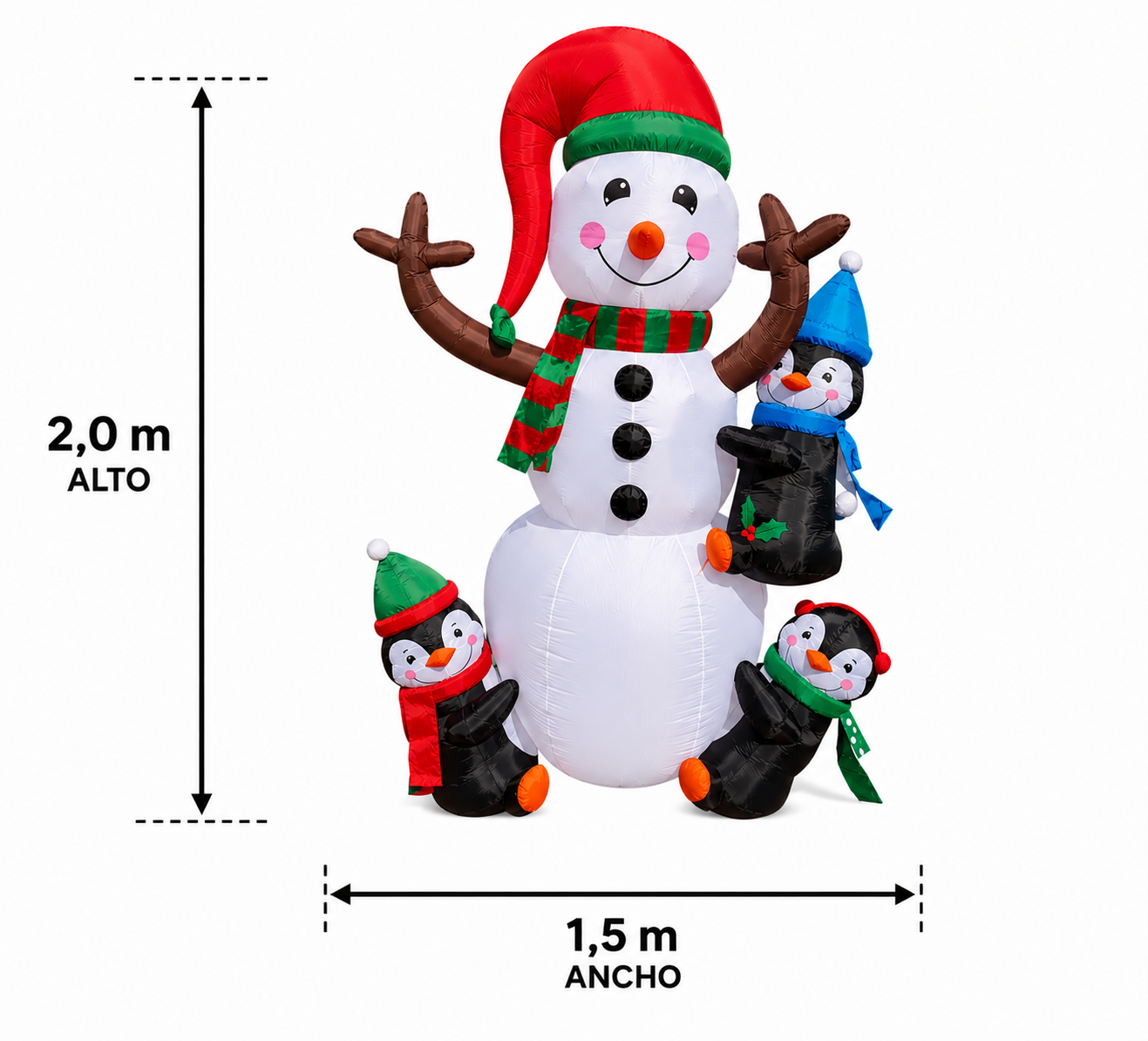 Monito de Nieve Navideño Inflable 2x1 - Imagen 2